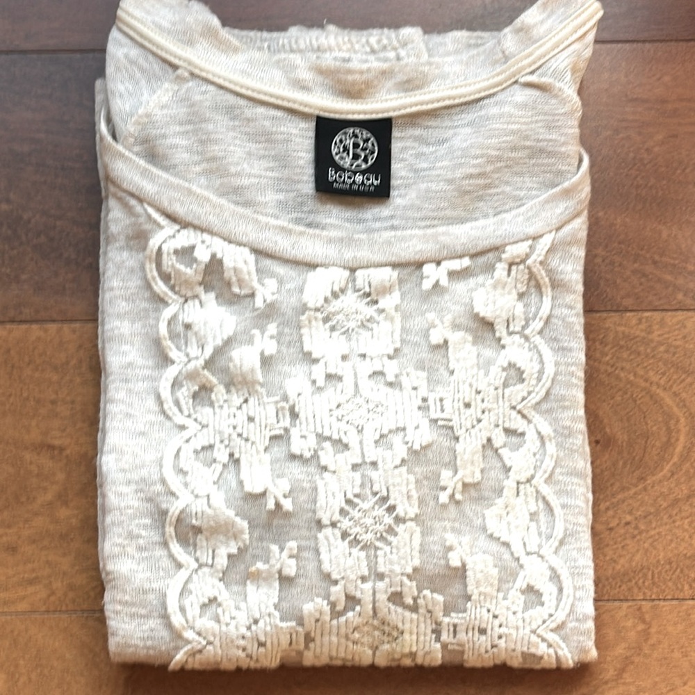 Bobeau- Lace Front Blouse